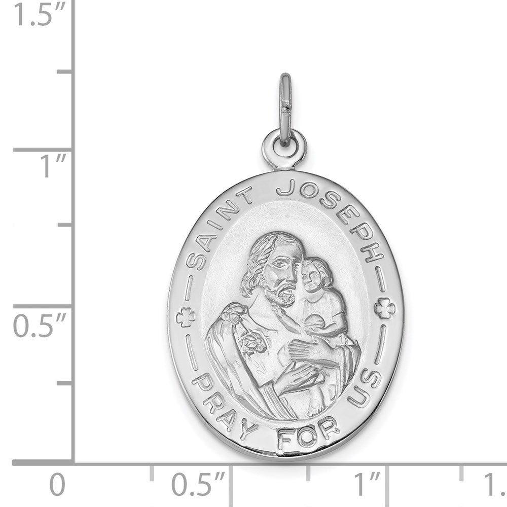 Sterling Silver Rhodium-plated St. Joseph Medal