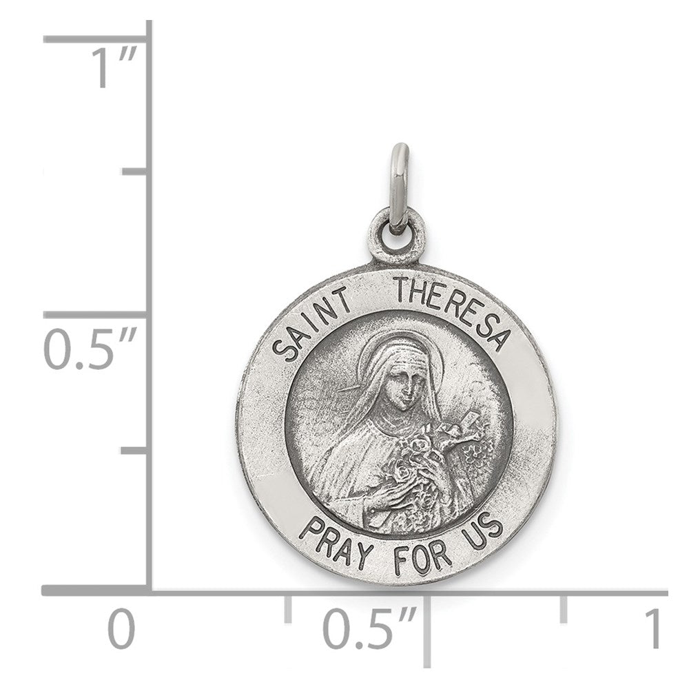 Sterling Silver Antiqued St. Theresa Medal