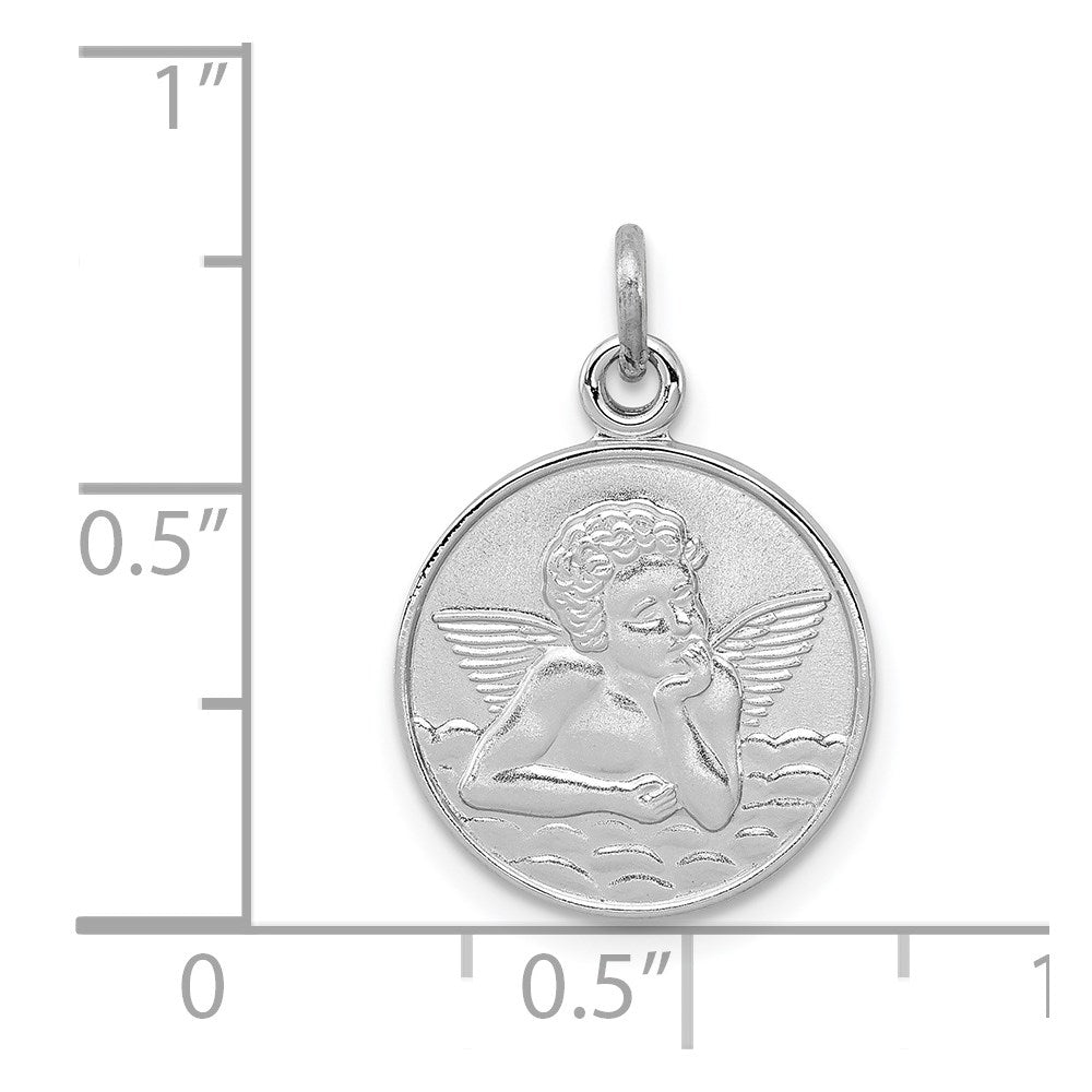 Sterling Silver Rhodium-plated/Plain Back Angel Medal