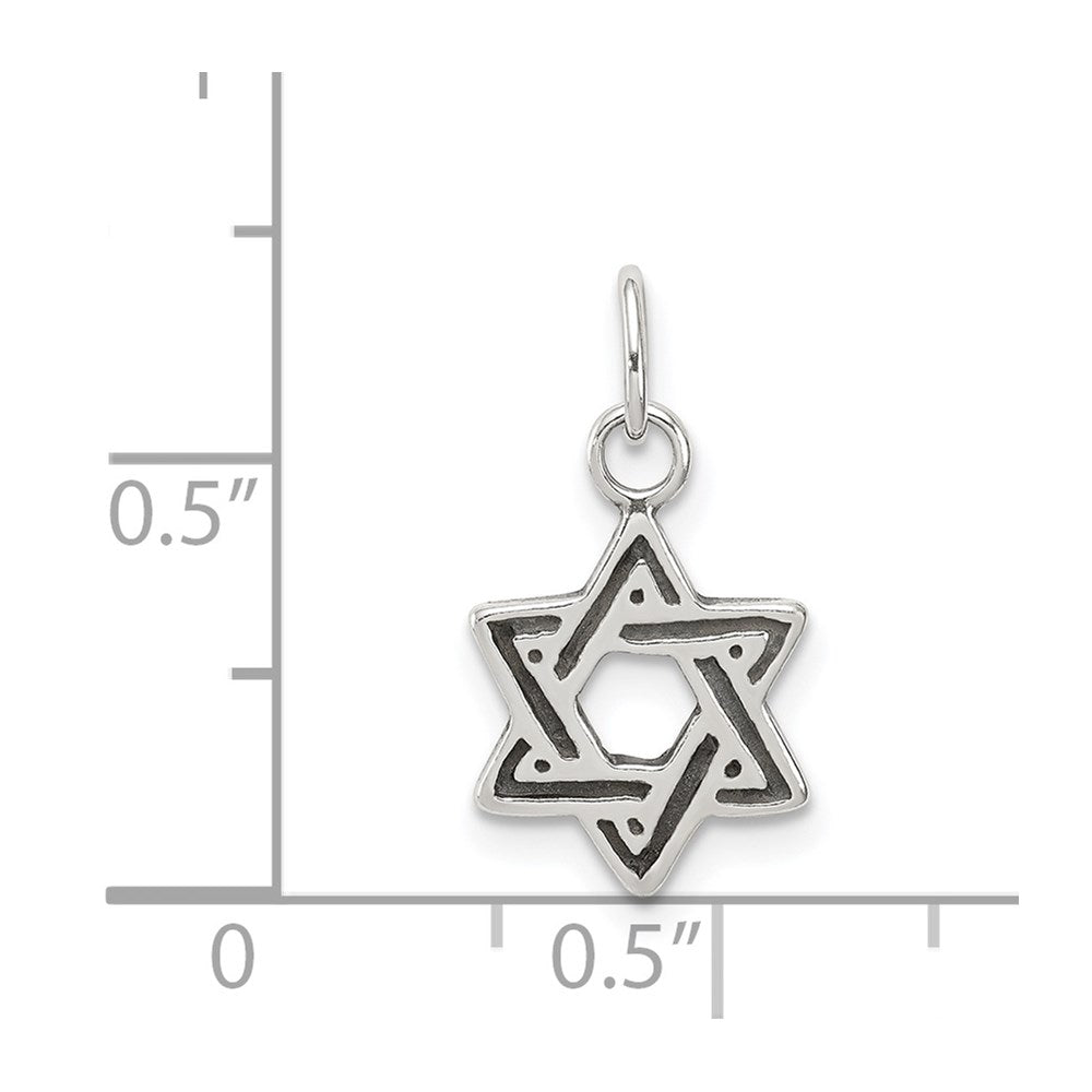 Sterling Silver Antiqued Star of David Charm