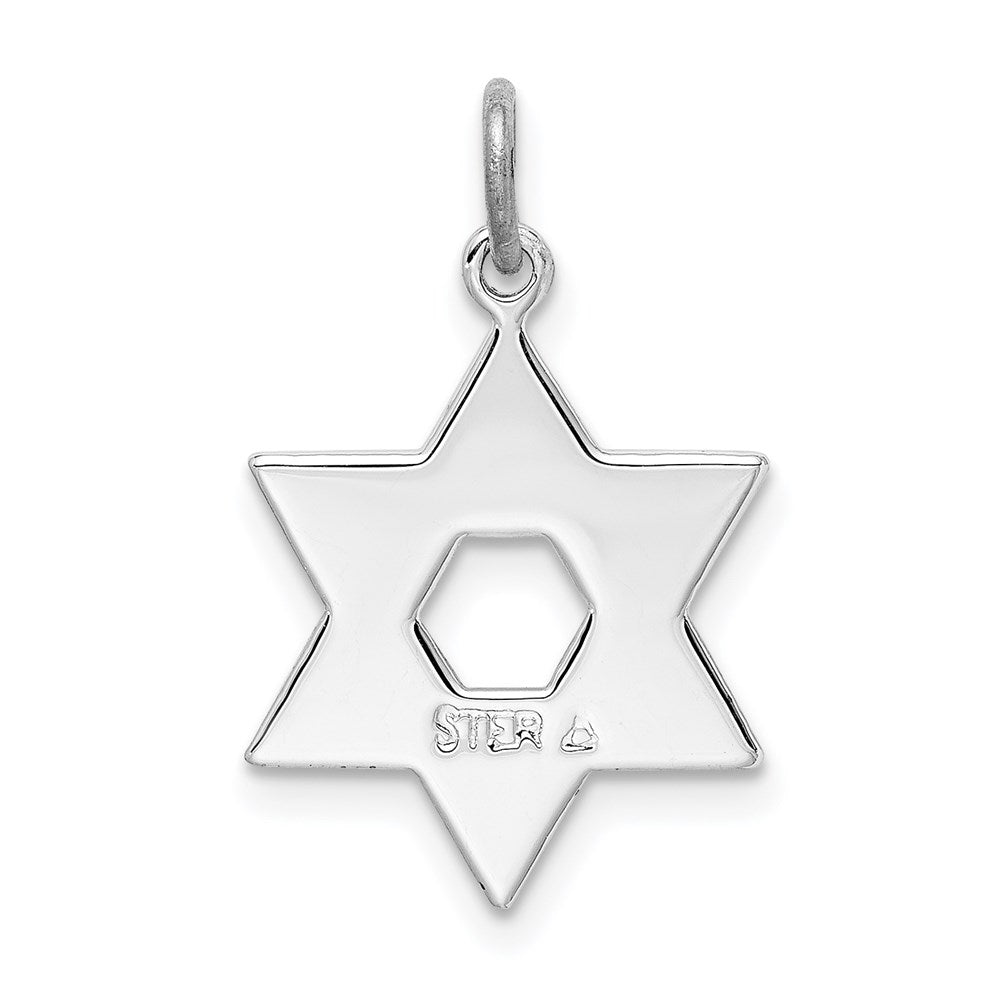 Sterling Silver Rhodium-plated Star of David Charm
