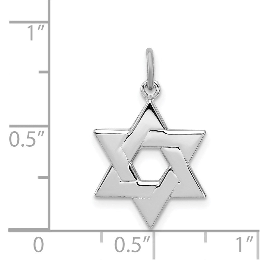 Sterling Silver Rhodium-plated Star of David Charm