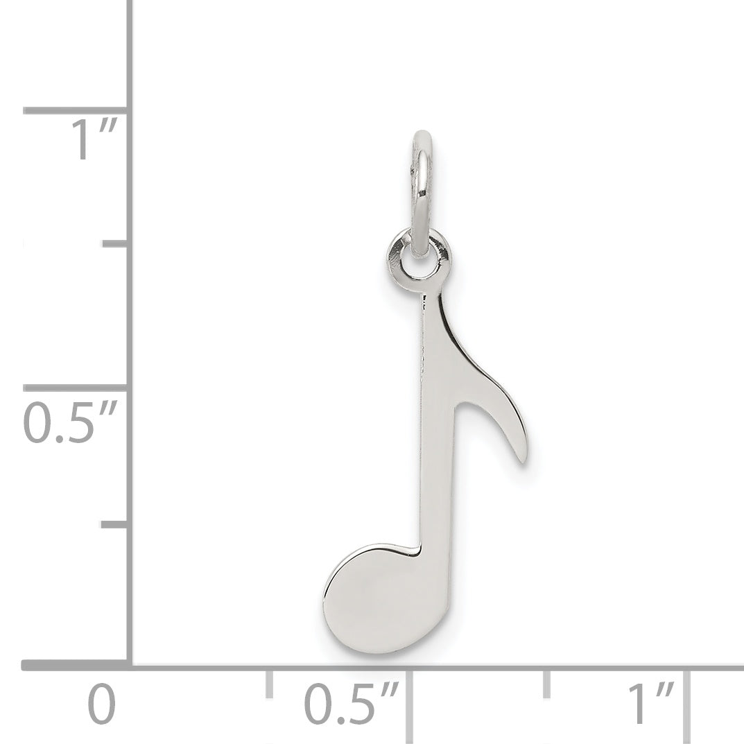 Sterling Silver Rhodium-plated Musical Note Polished Charm