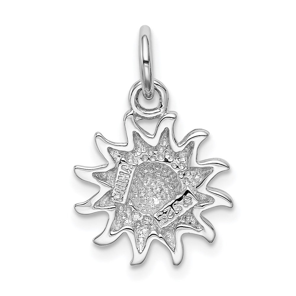 Sterling Silver Rhodium-plated Yellow Sun Charm