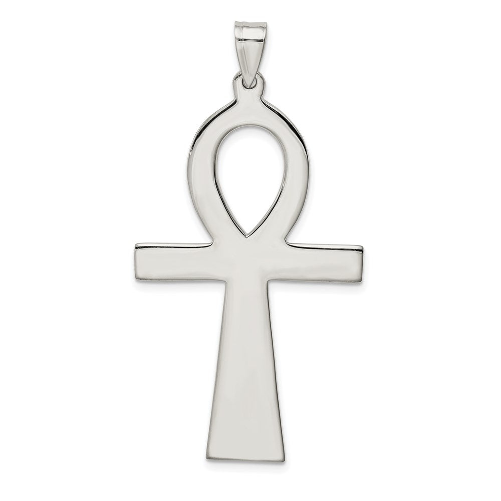Sterling Silver Rhodium-plated Ankh Cross Pendant
