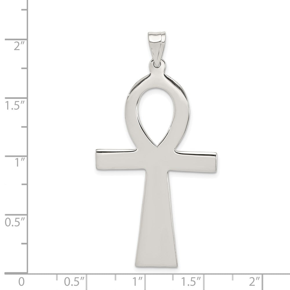 Sterling Silver Rhodium-plated Ankh Cross Pendant