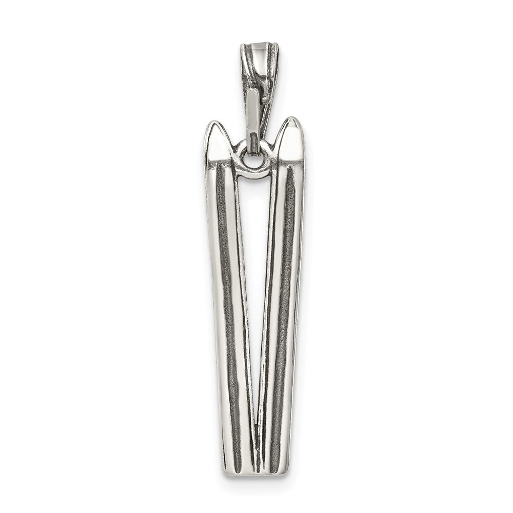 Sterling Silver Antiqued Ski's Charm