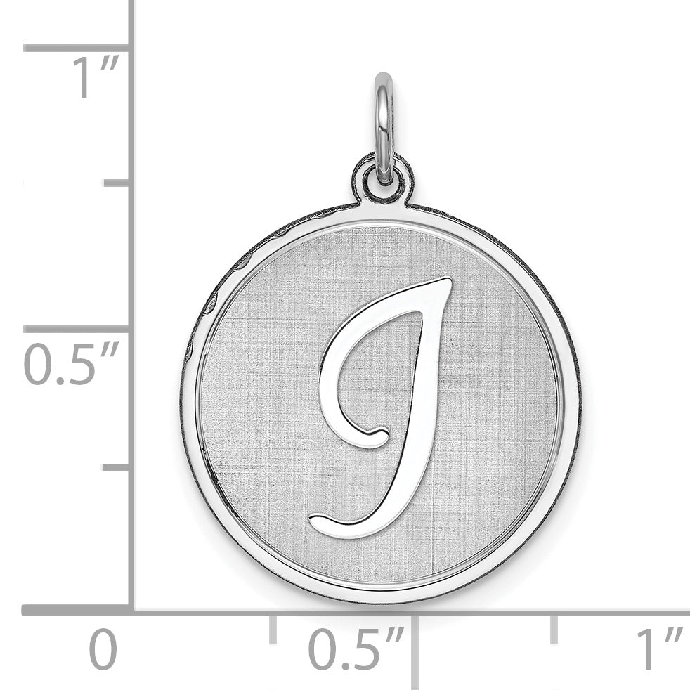 Sterling Silver Rhodium-plated Brocaded Letter I Initial Charm