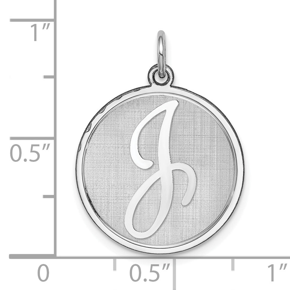 Sterling Silver Rhodium-plated Brocaded Letter J Initial Charm