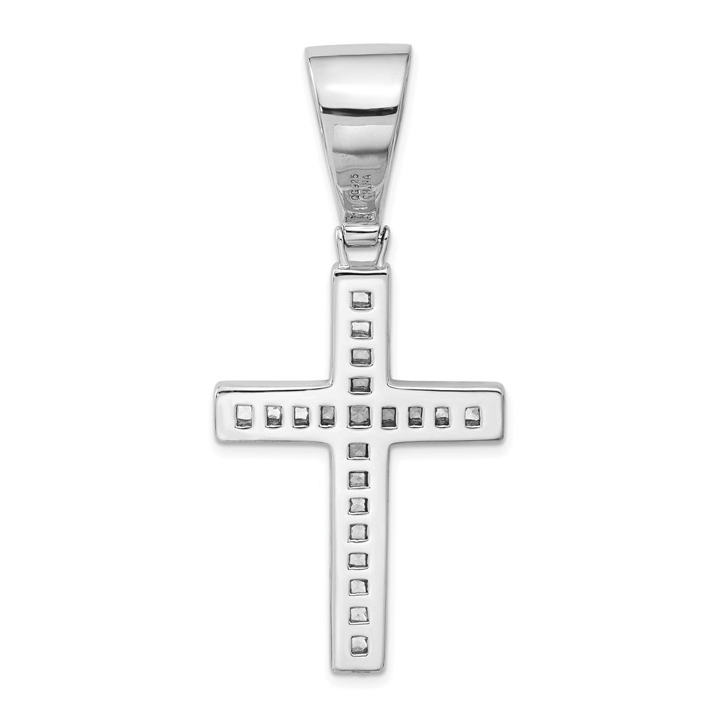 Sterling Silver Rhodium-plated CZ Cross Pendant