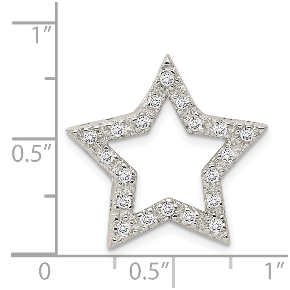 Sterling Silver Rhodium-plated CZ Star Pendant