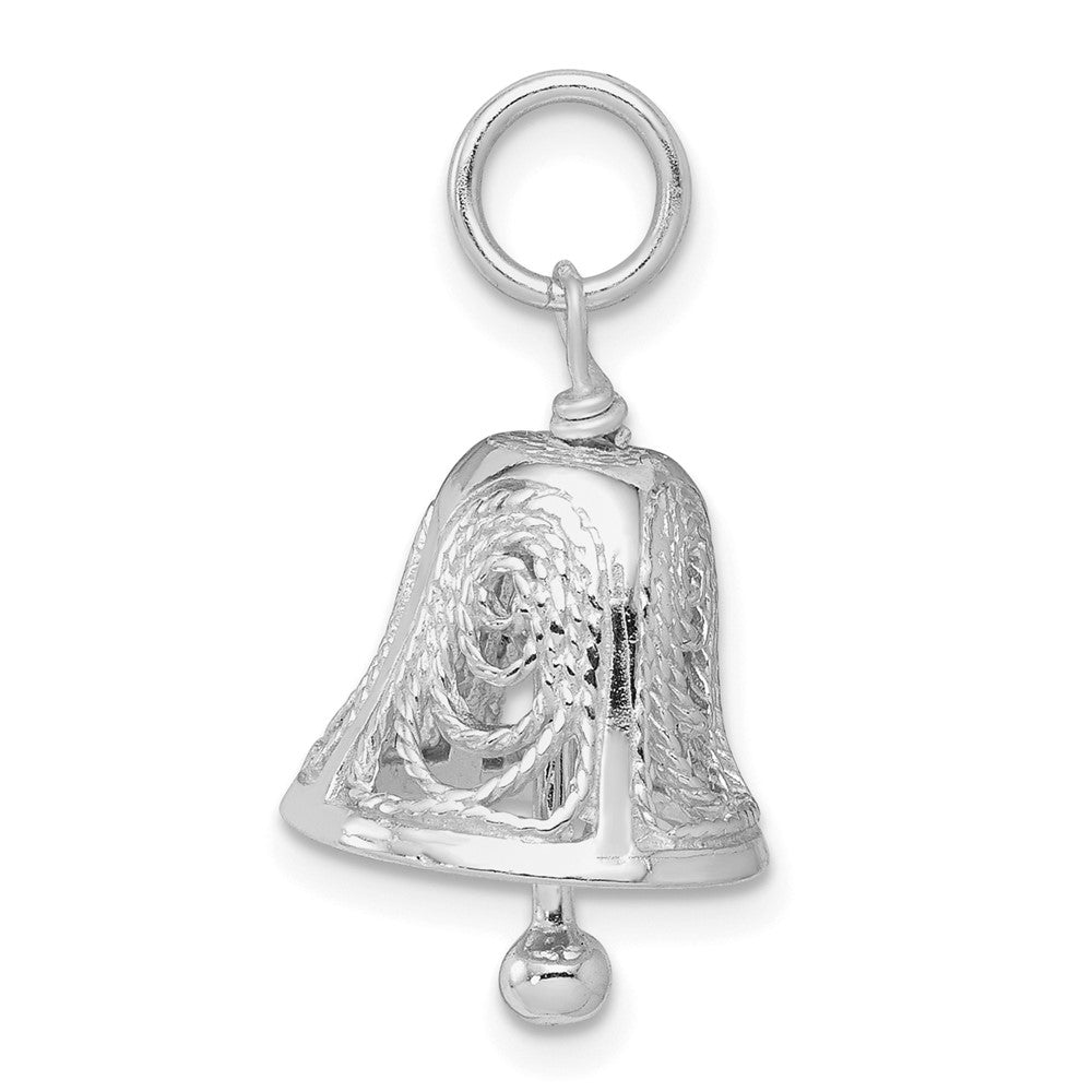 Sterling Silver Rhodium-plated Bell Charm