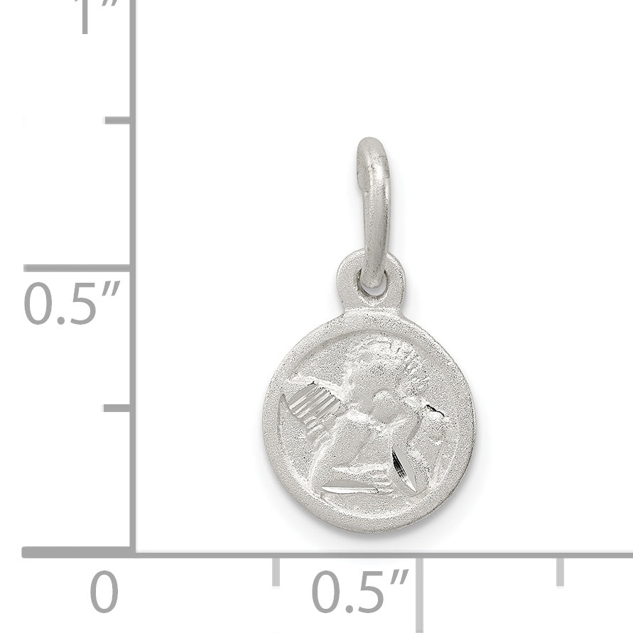 Sterling Silver D/C Cherub Disk Charm