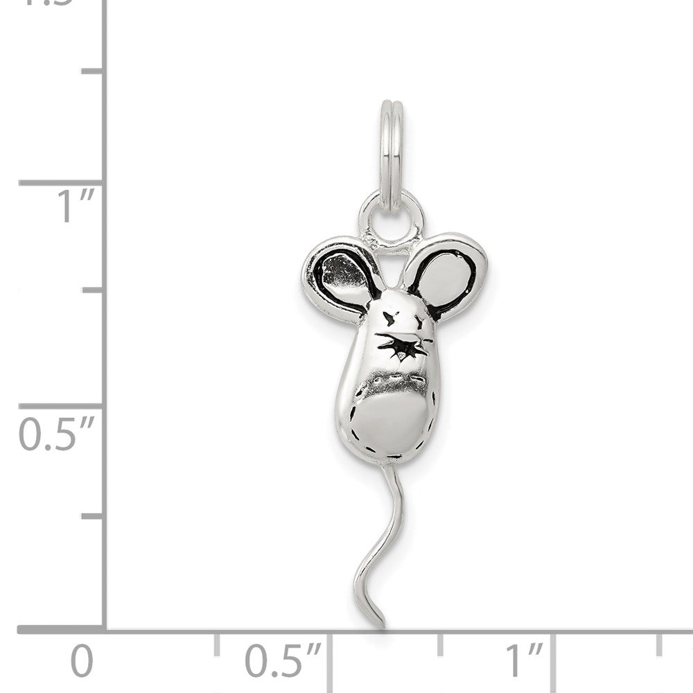 Sterling Silver Rhodium-plated Mouse Charm
