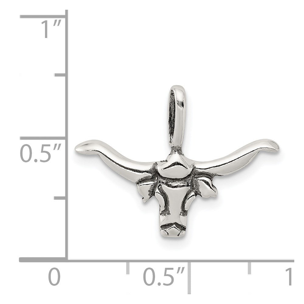 Sterling Silver Bull with Horns Pendant