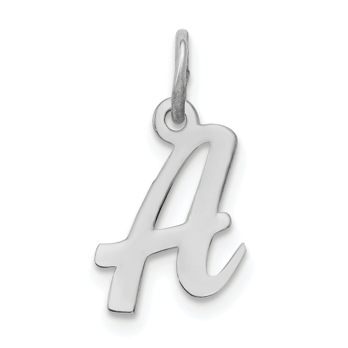 Sterling Silver Rhodium-plated Script Letter A Initial Charm
