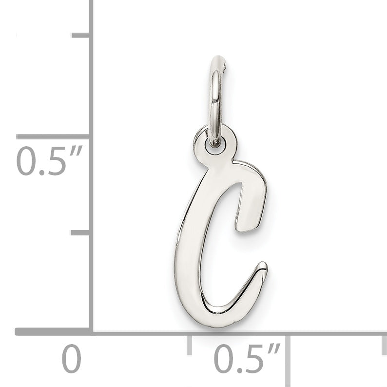 Sterling Silver Rhodium-plated Script Letter C Initial Charm