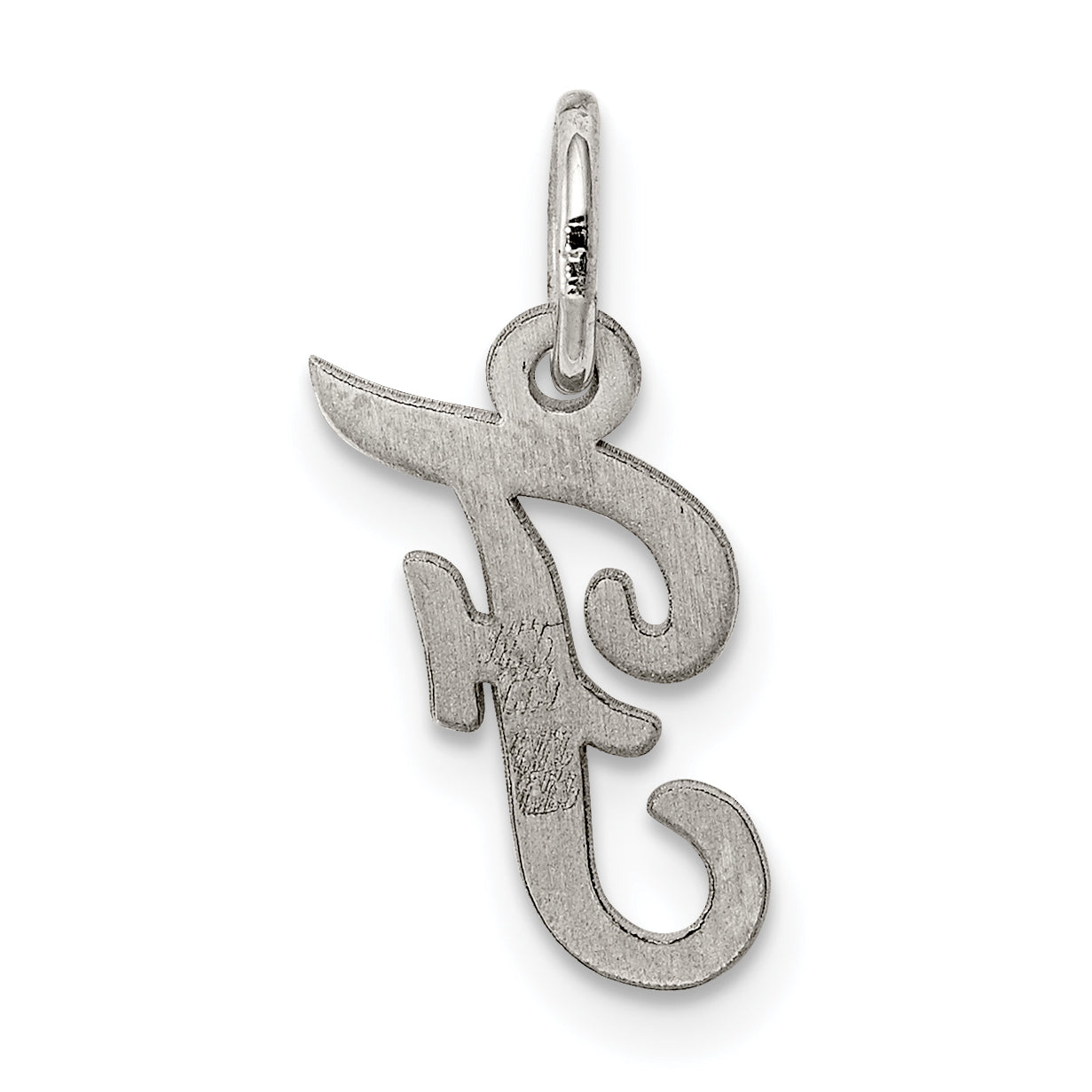 Sterling Silver Rhodium-plated Script Letter F Initial Charm