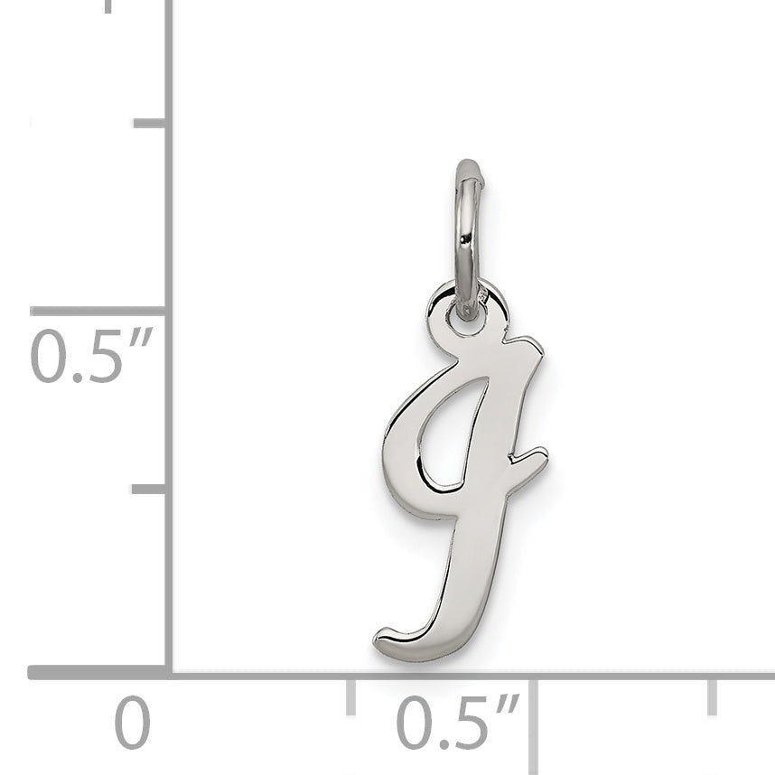 Sterling Silver Rhodium-plated Script Letter I Initial Charm