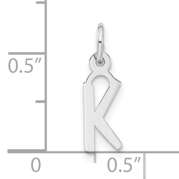 Sterling Silver Small Slanted Block Initial K Charm
