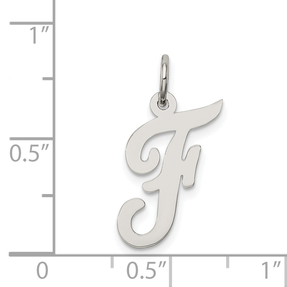 Sterling Silver Rhodium-plated Script Letter F Initial Charm
