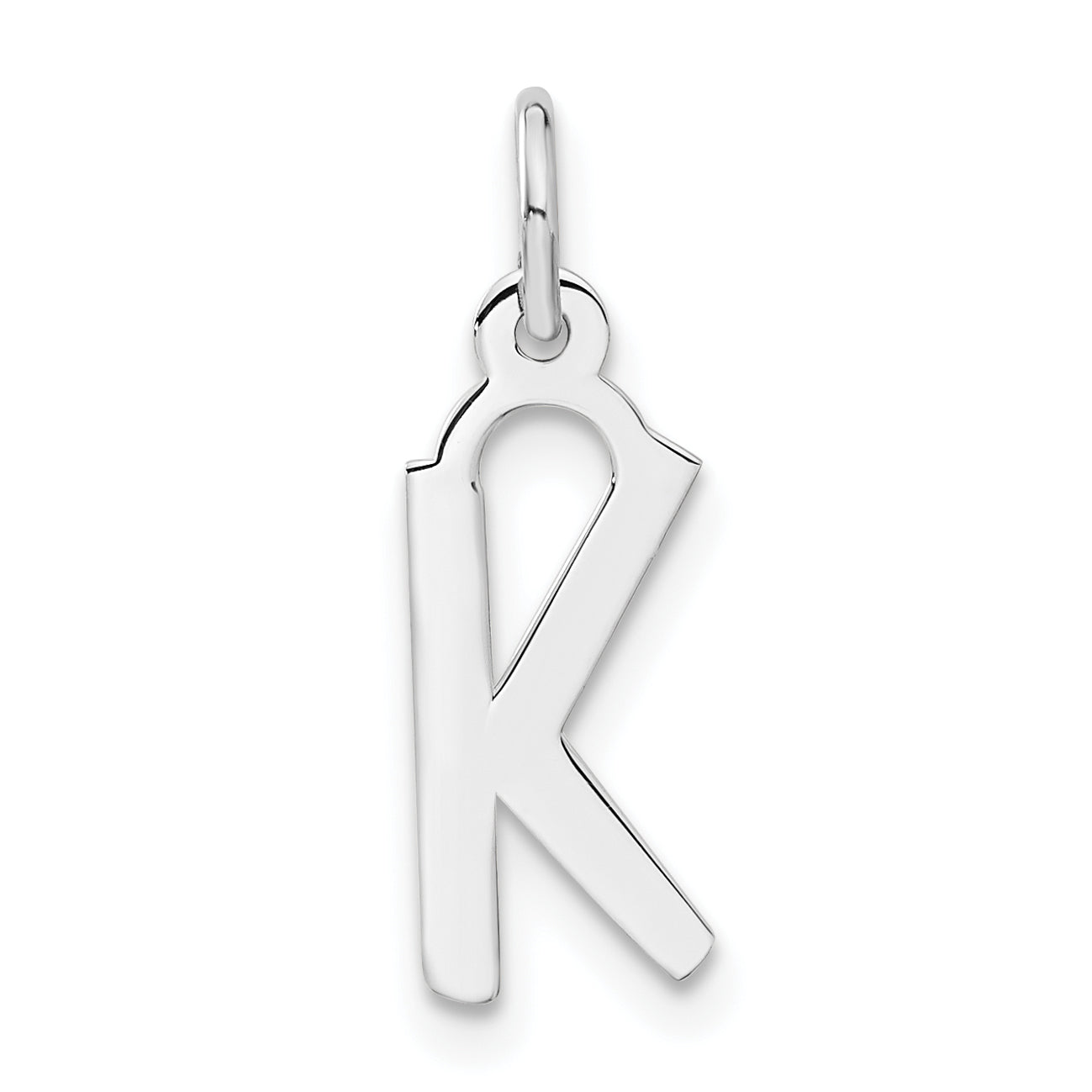 Sterling Silver Medium Slanted Block Initial K Charm
