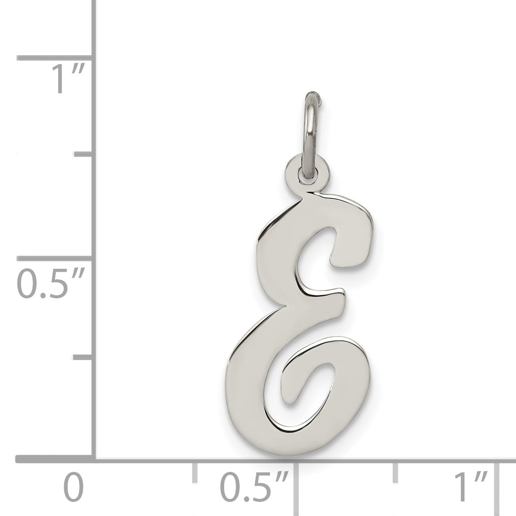 Sterling Silver Rhodium-plated Script Letter E Initial Charm