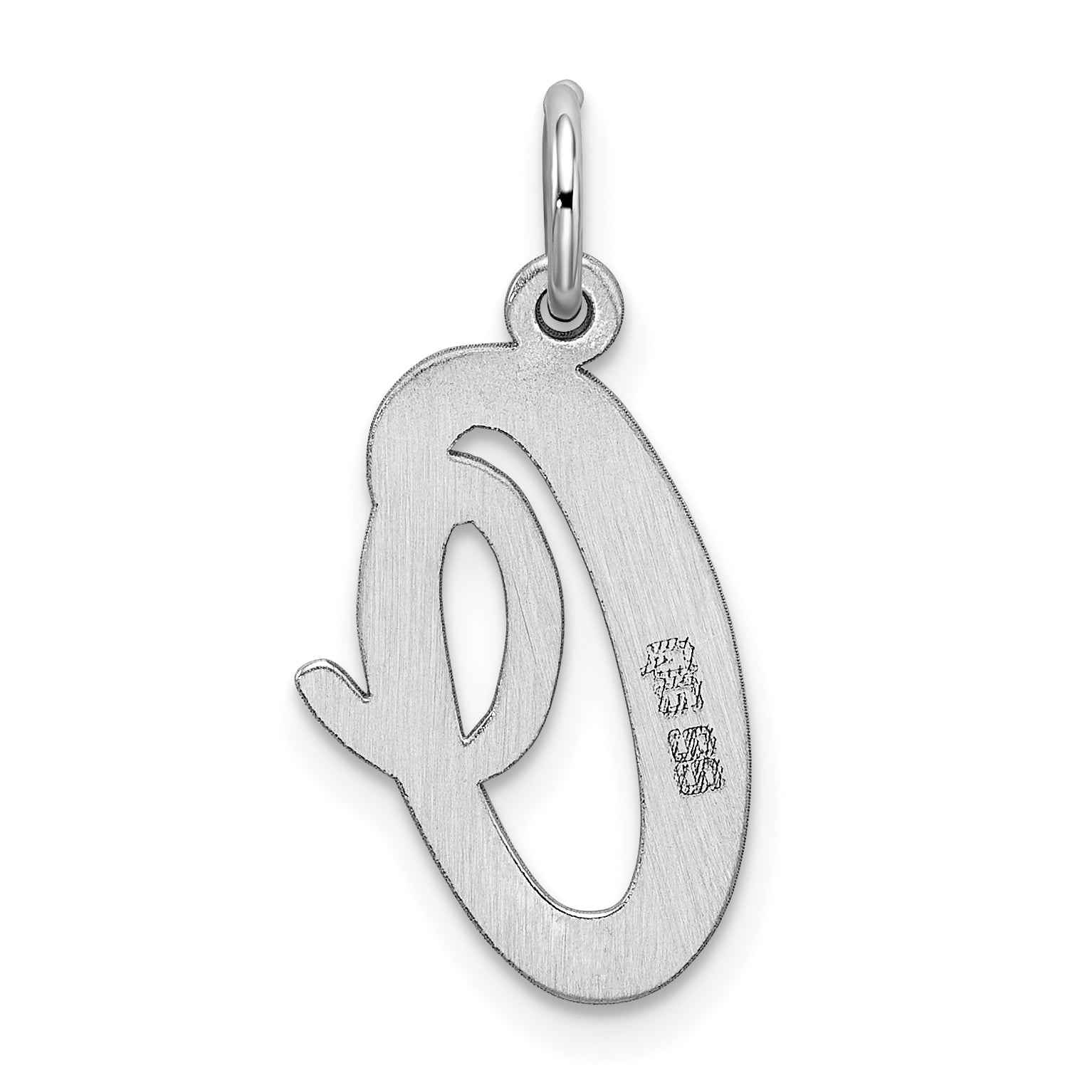 Sterling Silver Rhodium-plated Script Letter O Initial Charm