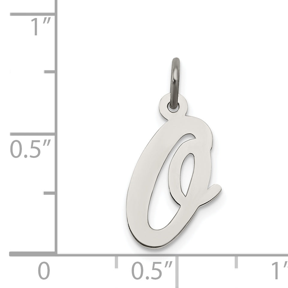 Sterling Silver Rhodium-plated Script Letter O Initial Charm