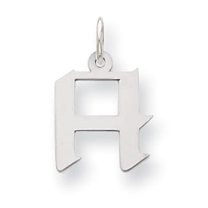 Sterling Silver Small Artisan Block Initial H Charm