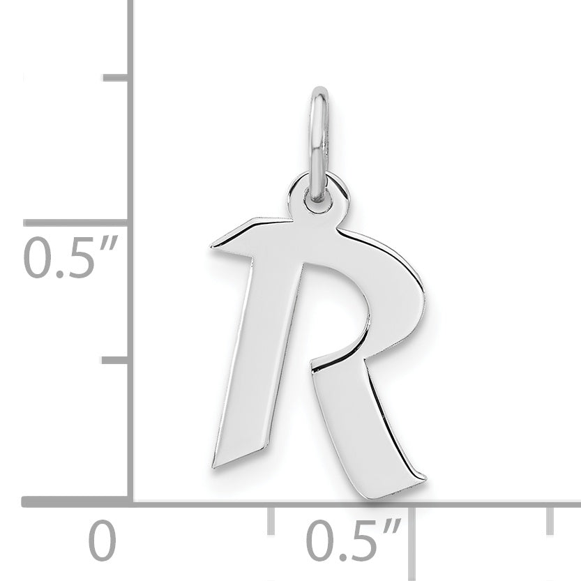 Sterling Silver Small Artisan Block Initial R Charm