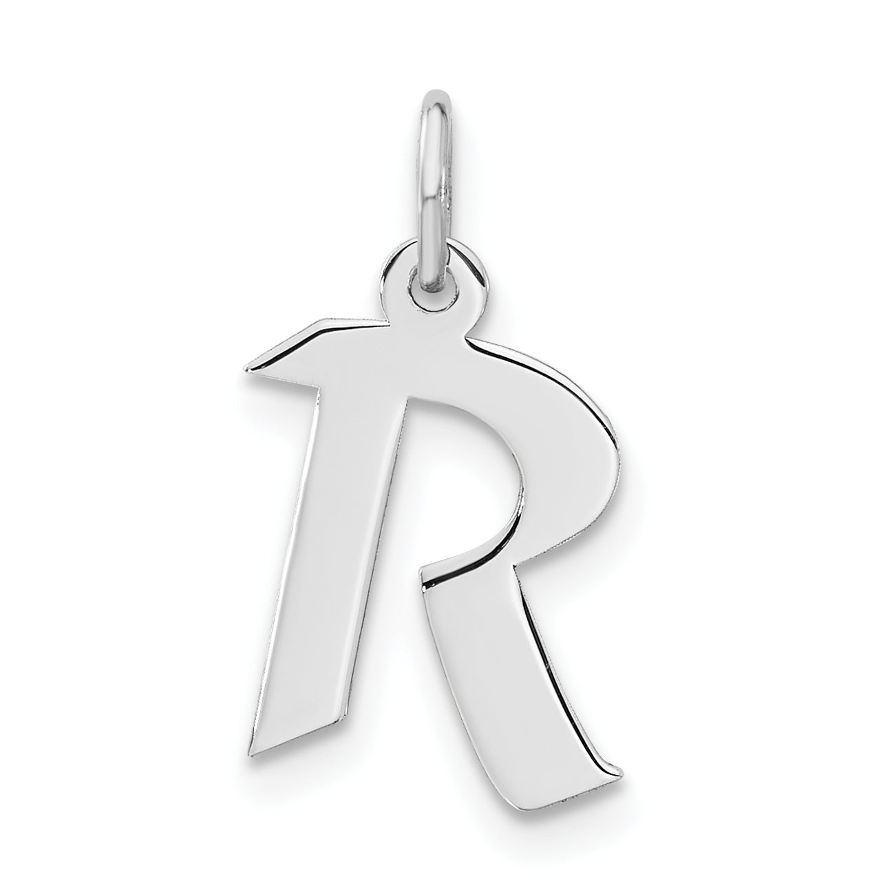Sterling Silver Small Artisan Block Initial R Charm