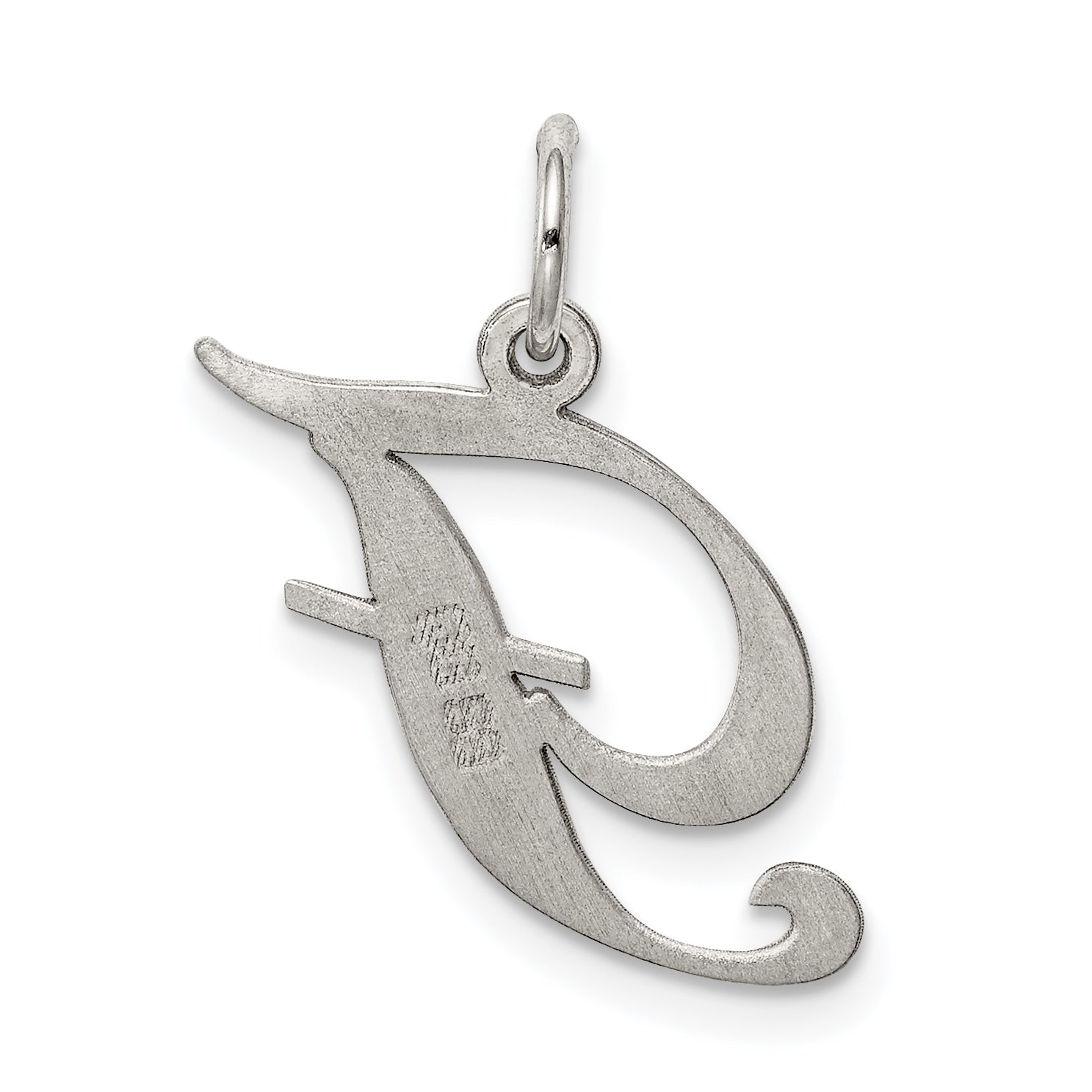 Sterling Silver Rhodium-plated Fancy Script Letter F Initial Charm