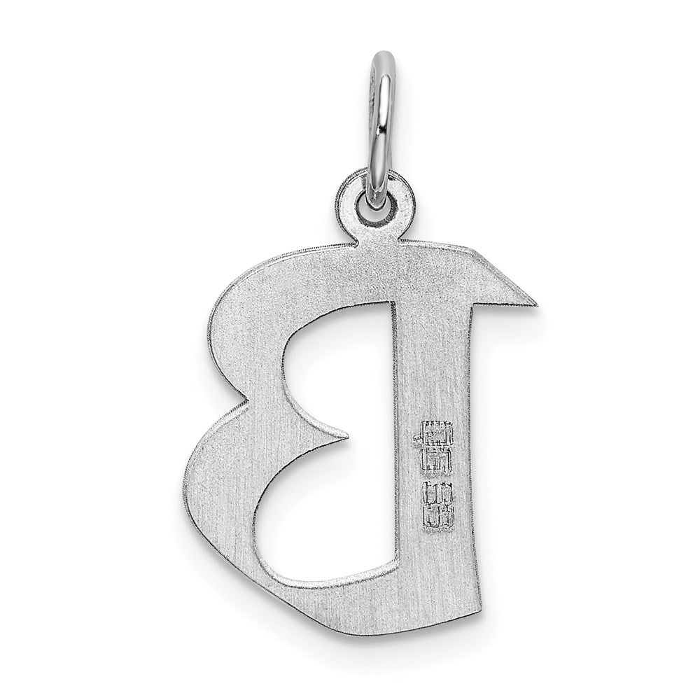 Sterling Silver Rhodium-plated Artisan Block Letter B Initial Charm