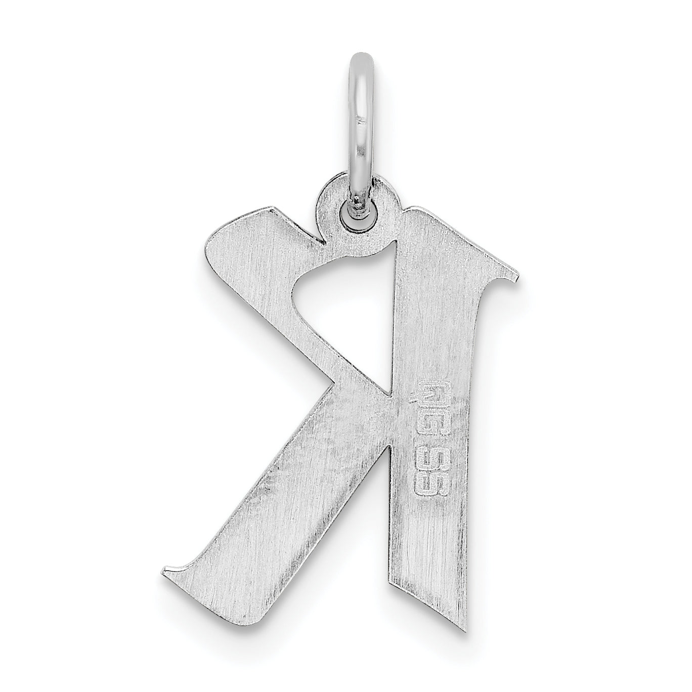 Sterling Silver Rhodium-plated Artisan Block Letter K Initial Charm