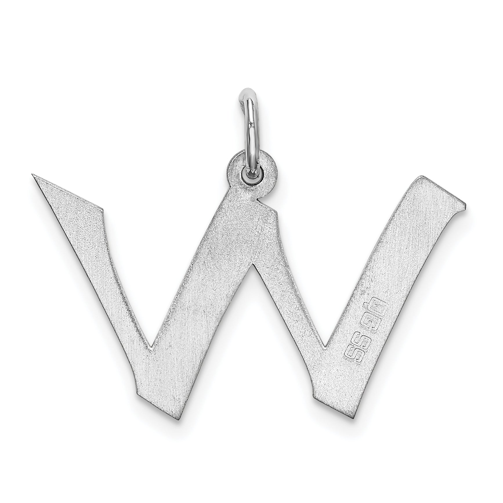Sterling Silver Rhodium-plated Artisan Block Letter W Initial Charm
