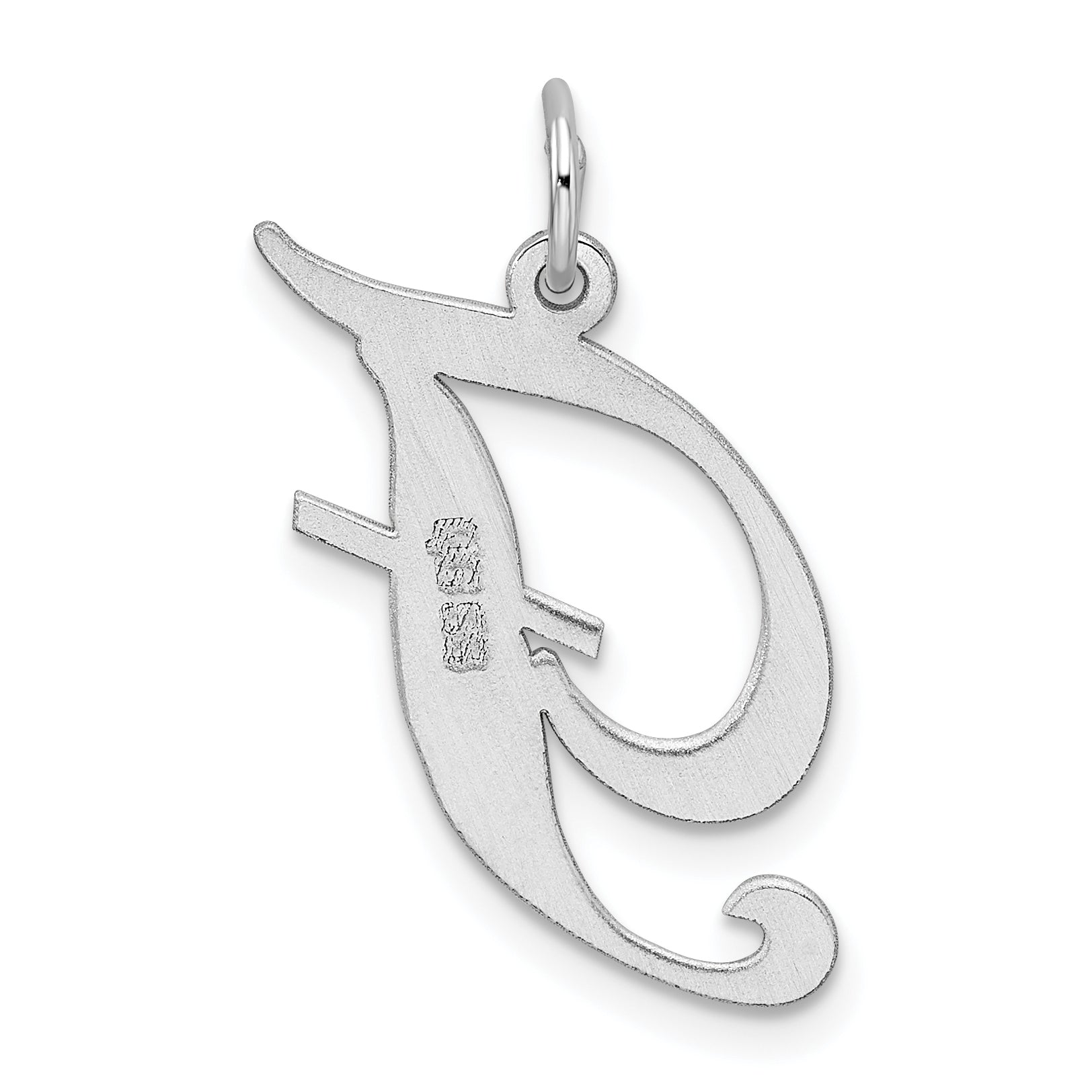 Sterling Silver Rhodium-plated Fancy Script Letter F Initial Charm