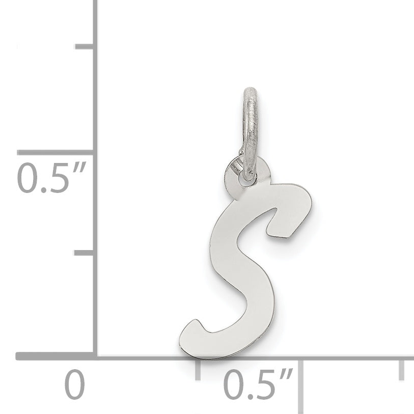Sterling Silver Rhodium-plated Letter S Initial Charm