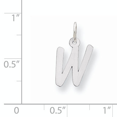 Sterling Silver Rhodium-plated Letter W Initial Charm