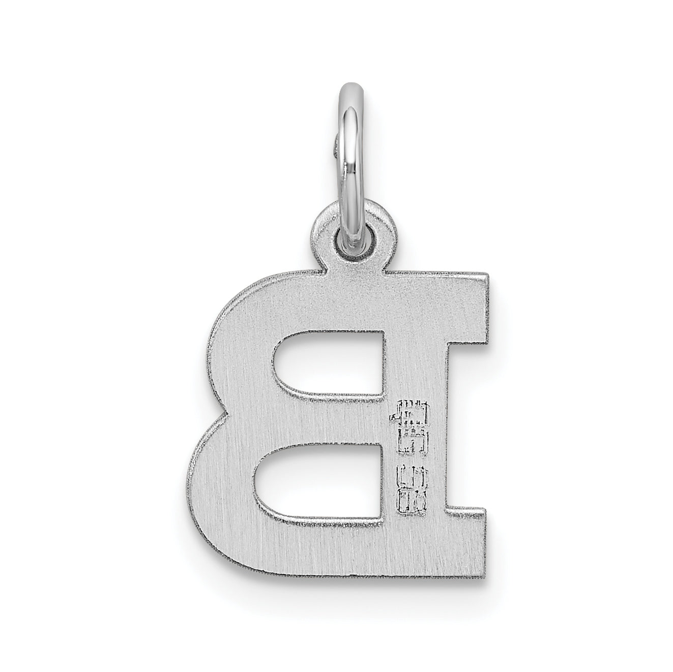 Sterling Silver Rhodium-plated Block Letter B Initial Charm