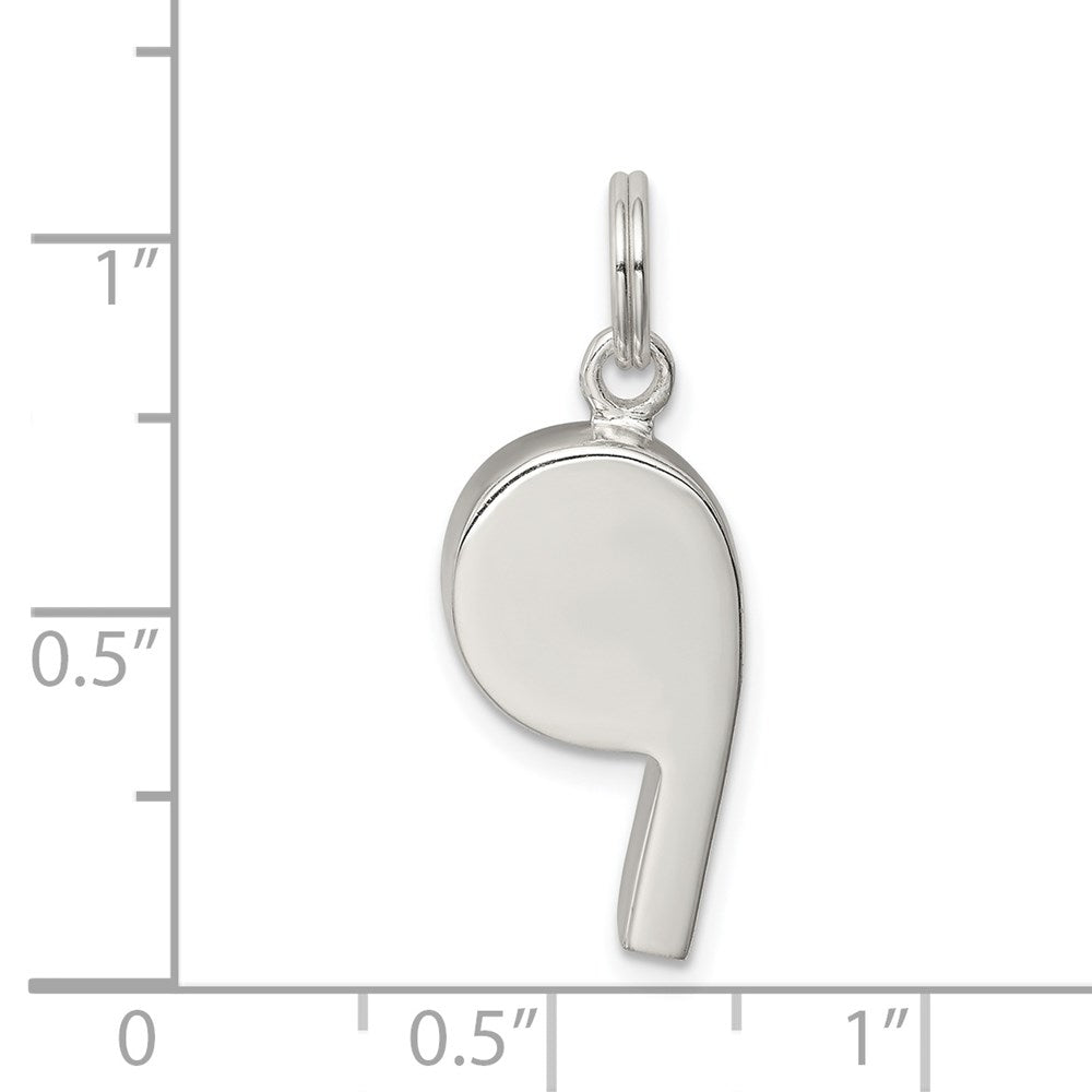 Sterling Silver Rhodium-plated Polished Whistle Charm
