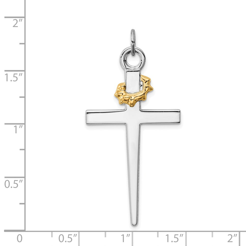 Sterling Silver Rhodium-plated & 18k Gold-plated Cross Pendant