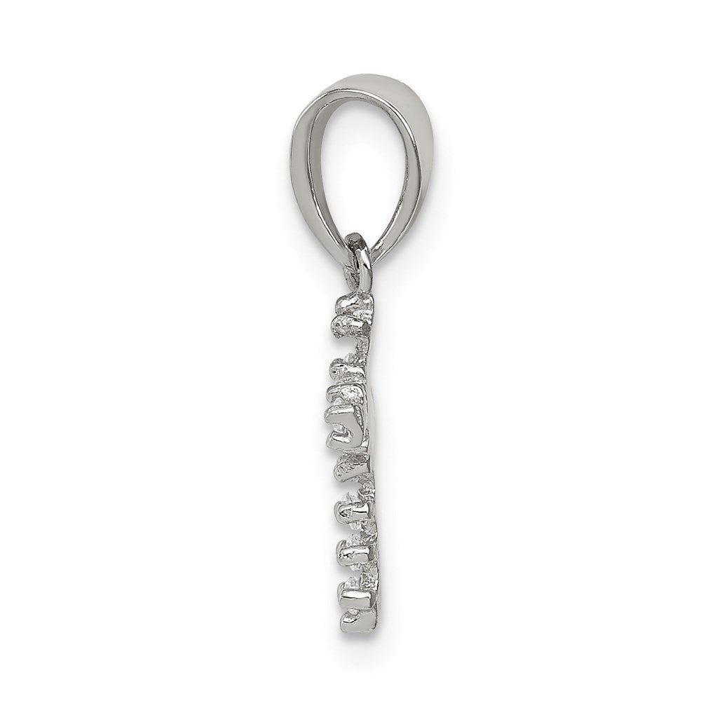 Sterling Silver Rhodium-plated CZ Cross Pendant