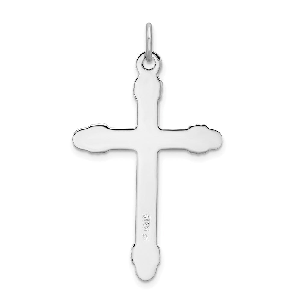 Sterling Silver Rhodium-plated & 18k Gold-plated Rope Cross Pendant