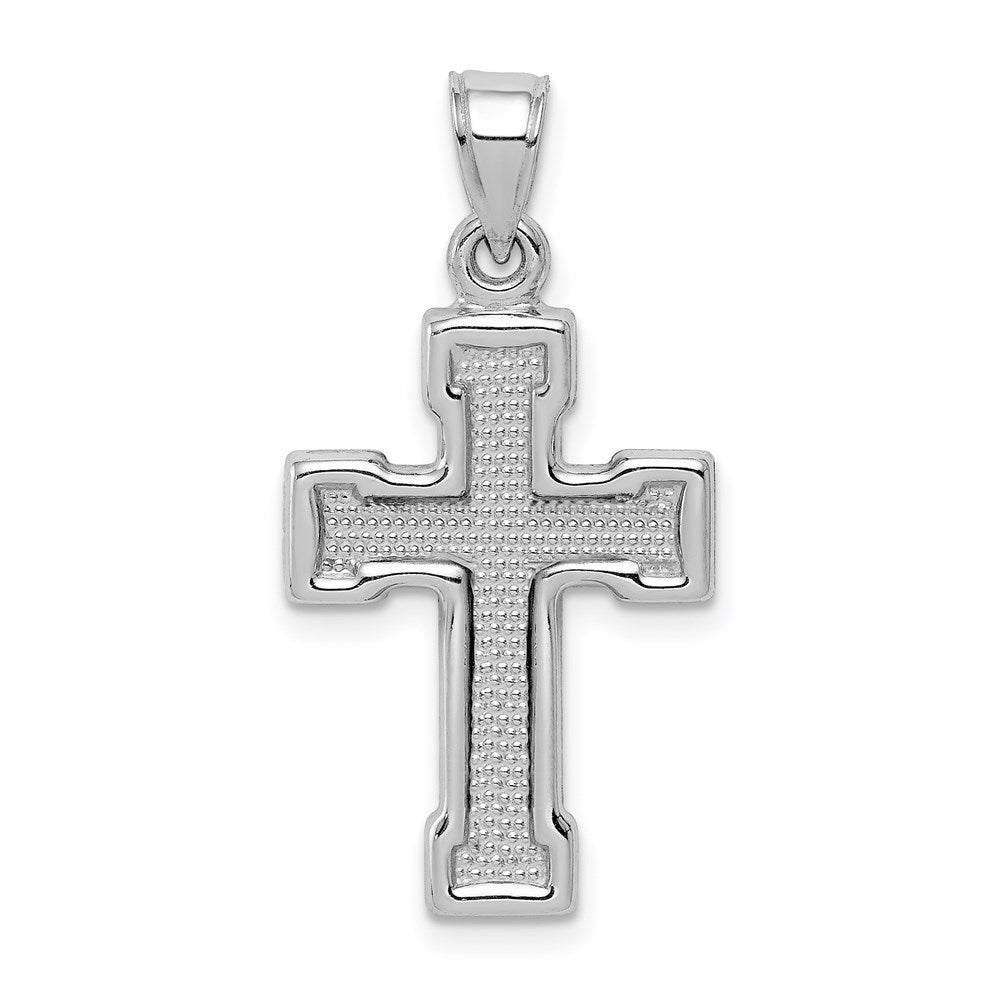 Sterling Silver Rhodium-plated Hollow Latin Crucifix Pendant