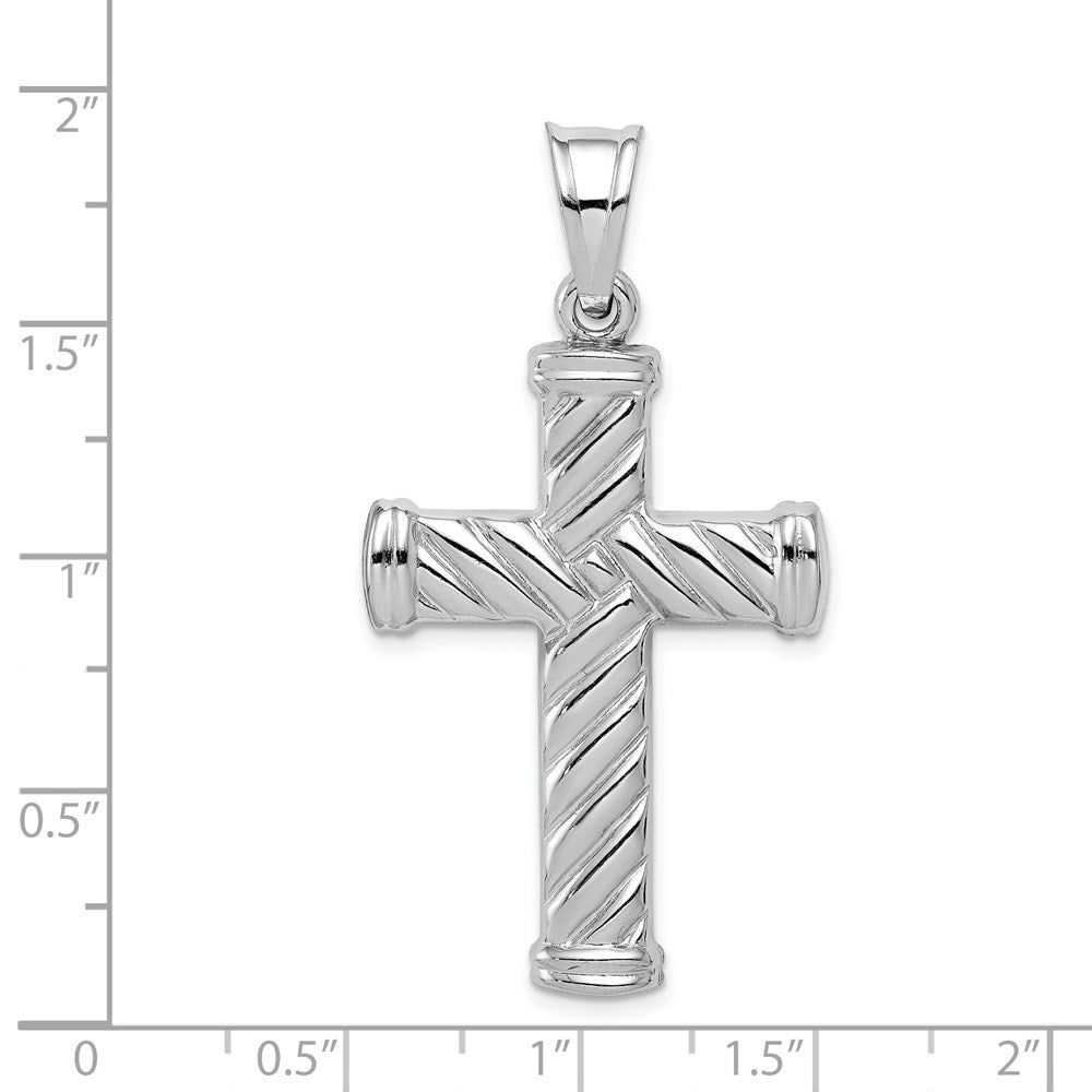 Sterling Silver Rhodium-plated Hollow Latin Cross Pendant