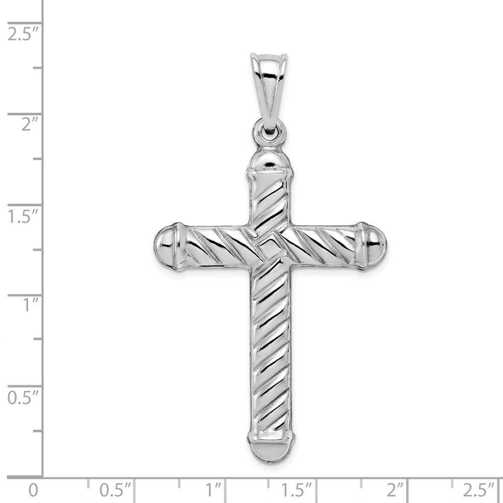 Sterling Silver Rhodium-plated Hollow Cross Pendant