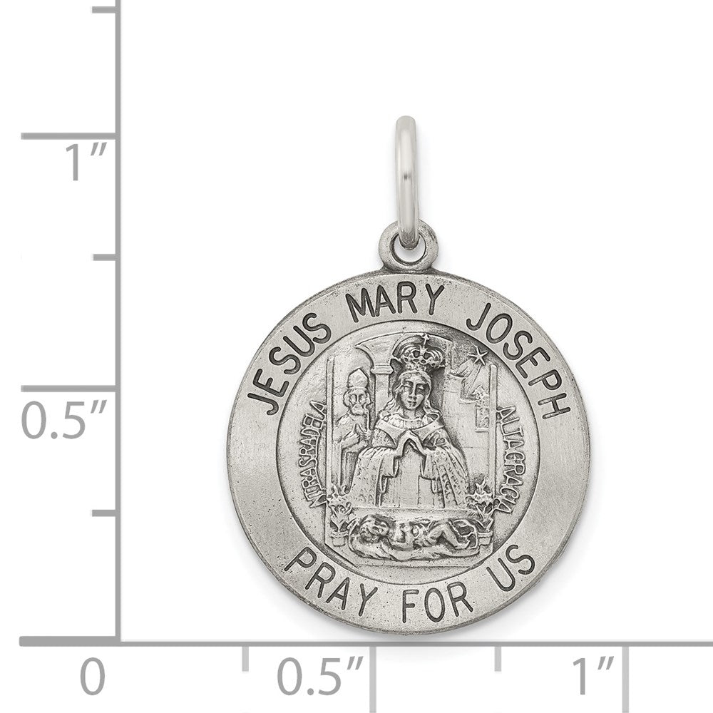 Sterling Silver Antiqued Holy Family Medal