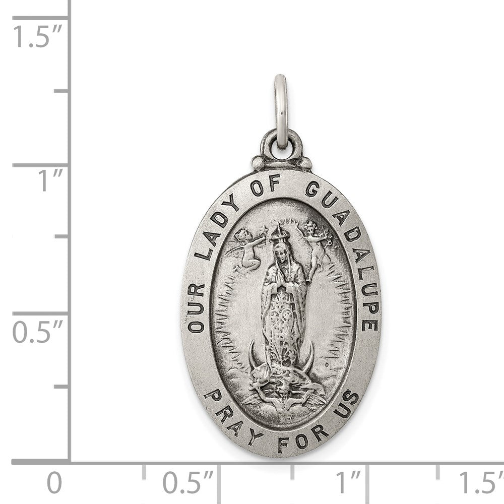 Sterling Silver Antiqued Our Lady of Guadalupe Medal