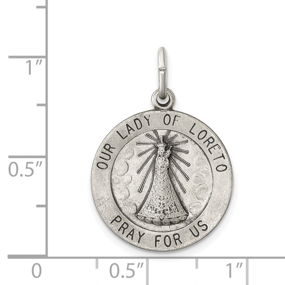 Sterling Silver Antiqued Our Lady of Loreto Medal
